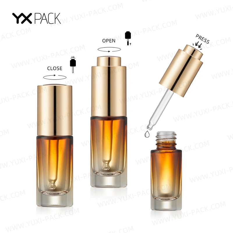 5-30ml Round Glass Serum Bottle with Pump Dropper